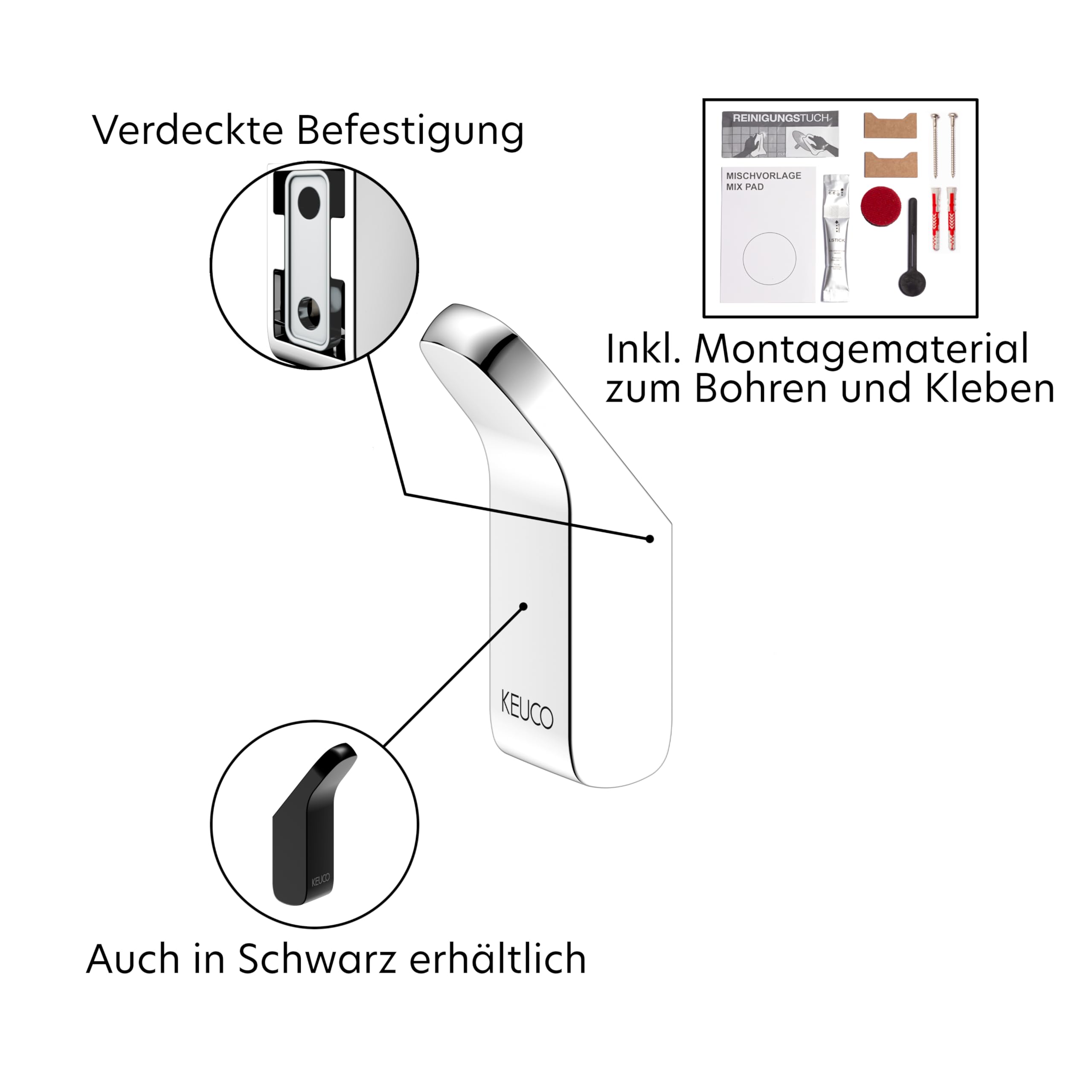 keuco-reva-handtuchhaken-verchromt-silber-metall image 5