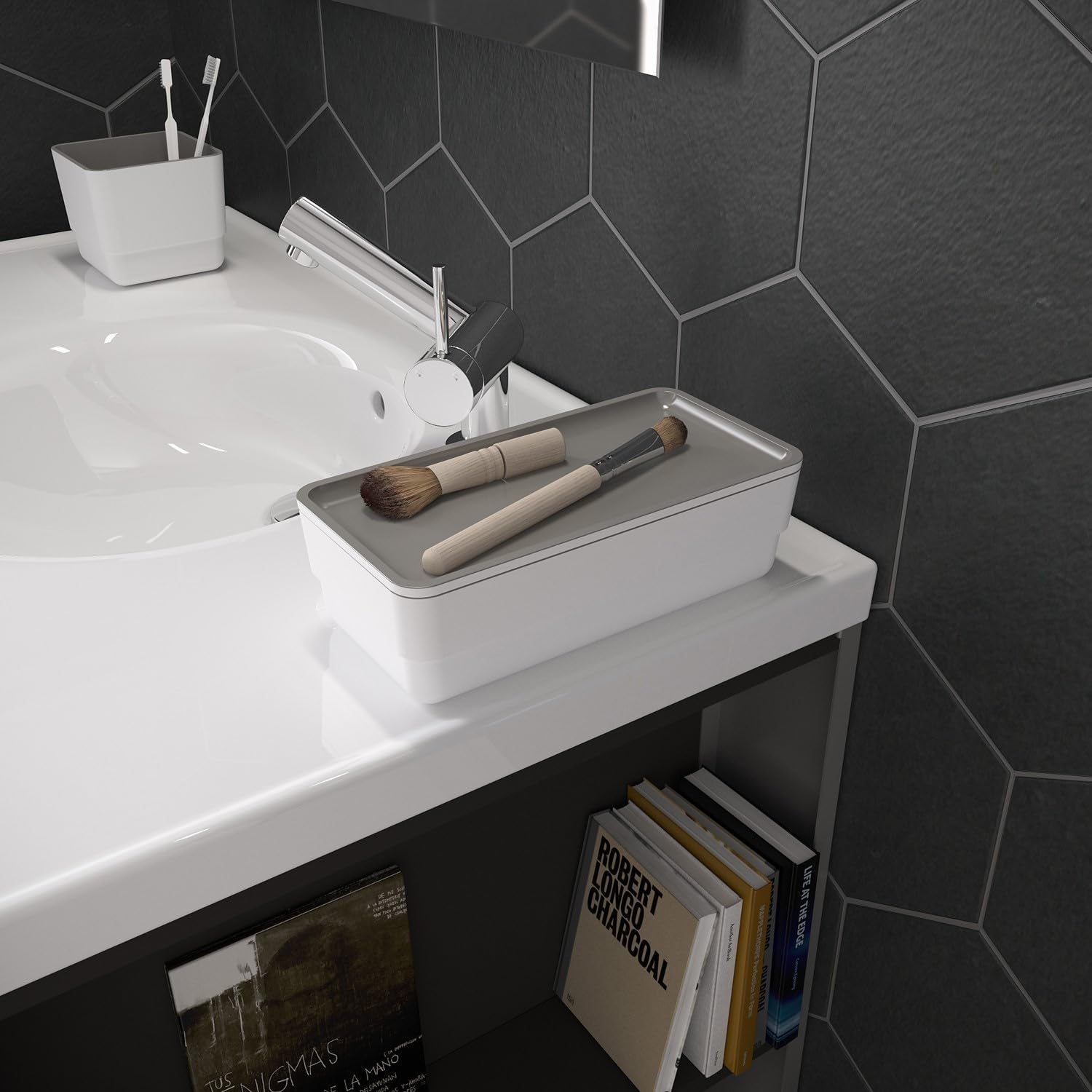 bath-bsmart-aufbewahrungsbox-deckel-wei-grau-melamin image 3