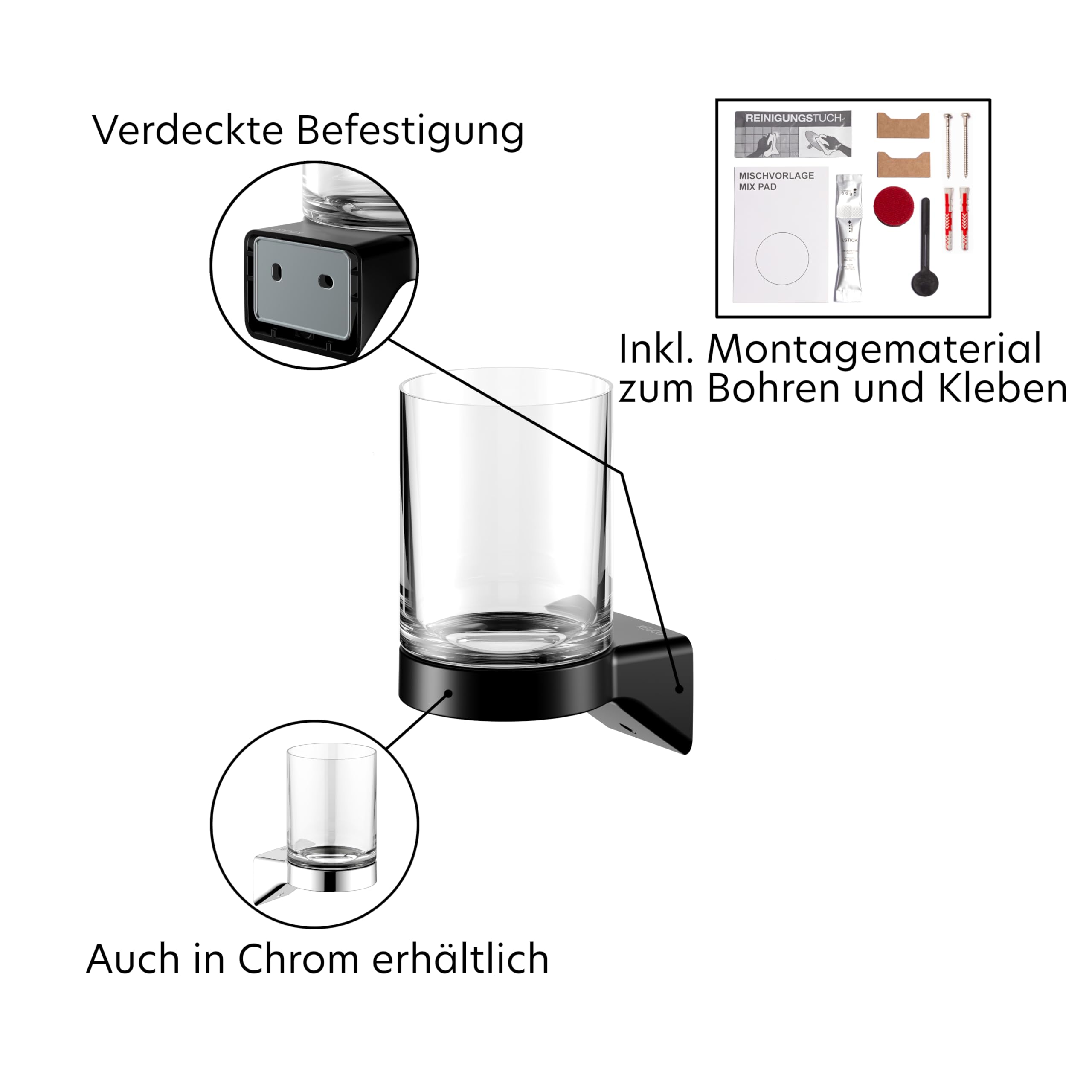 keuco-reva-zahnputzbecher-glas-schwarz-matt-wand image 5