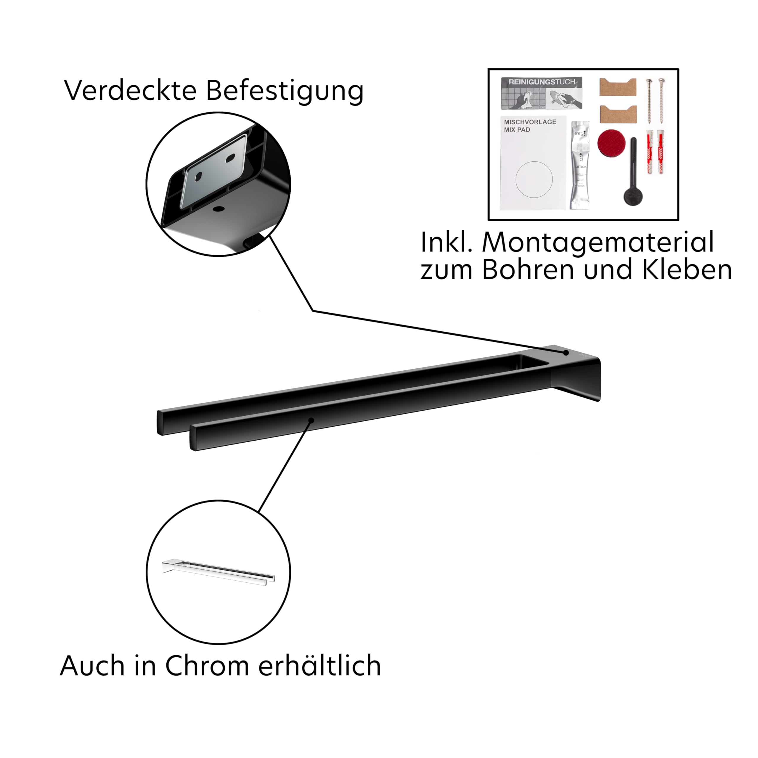 keuco-reva-handtuchhalter-zweiarmig-45-cm-schwarz image 4