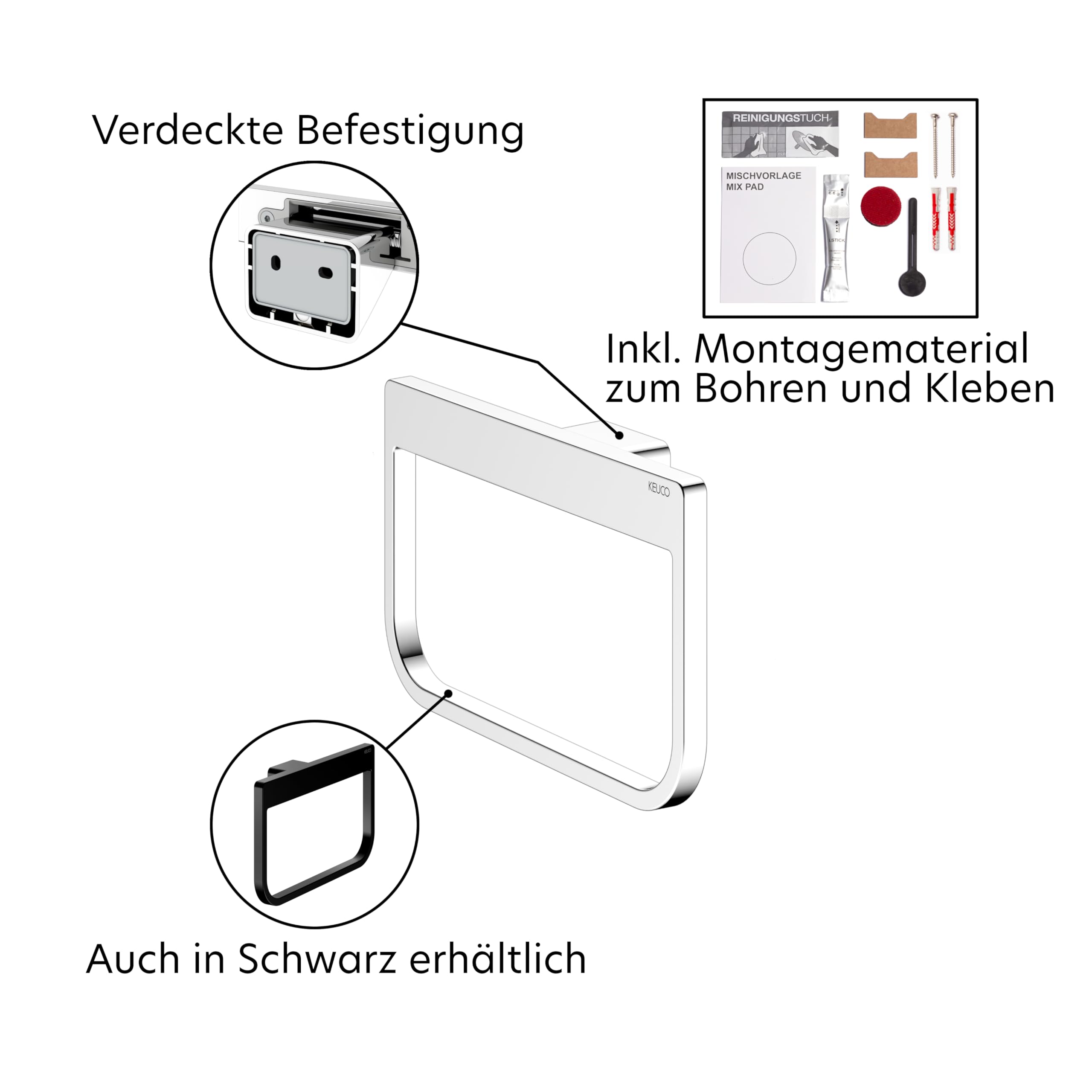 keuco-reva-handtuchring-24-cm-silber-verchromt-ohne-bohren image 5