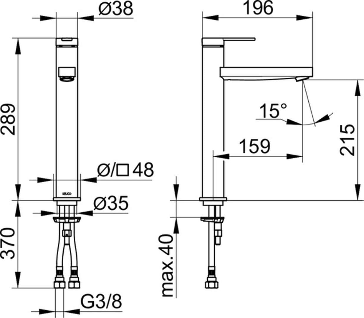 keuco-ixmo-flat-waschtischmischer-210-schwarz-matt-159-mm image 2