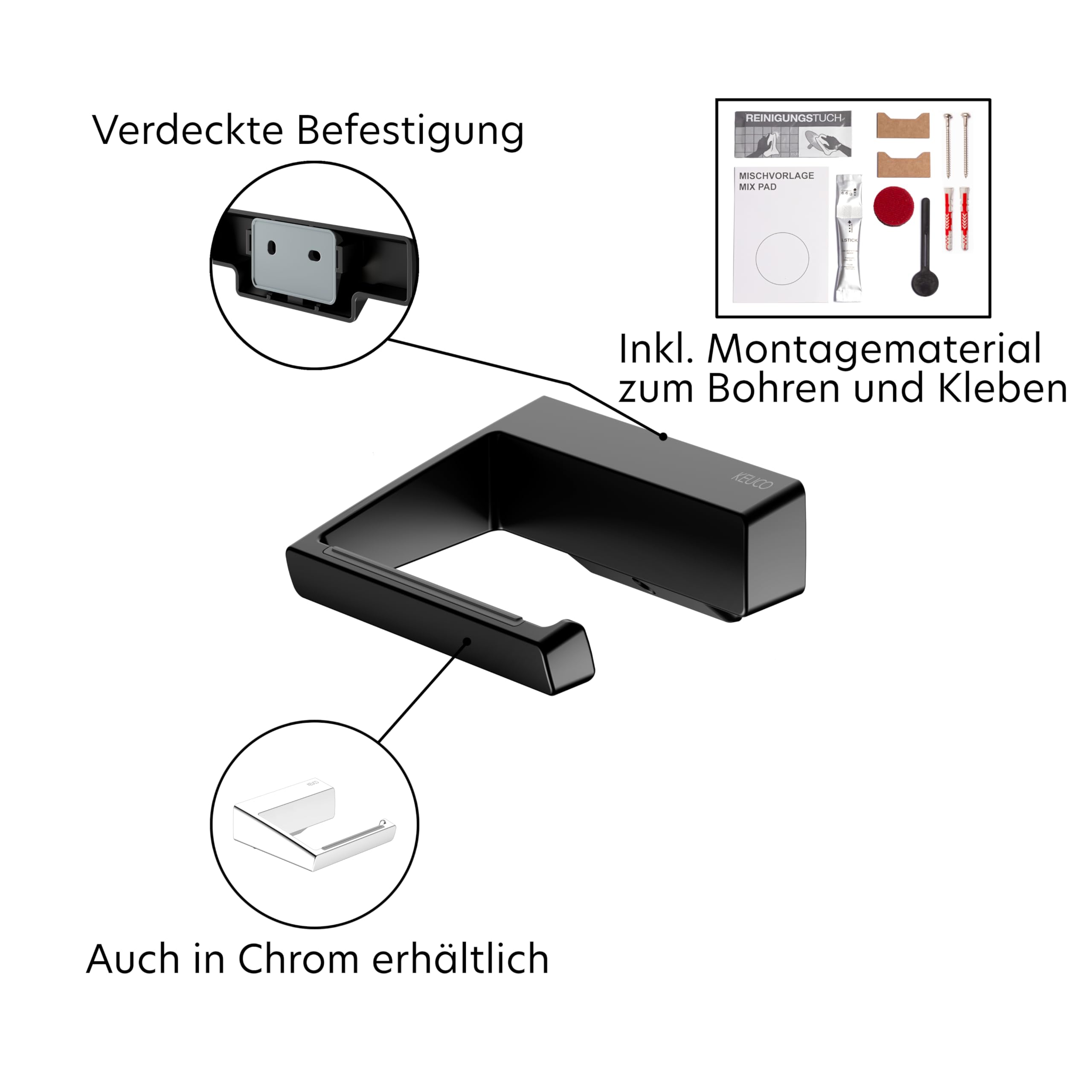 keuco-reva-toilettenpapierhalter-schwarz-matt-ohne-bohren image 5