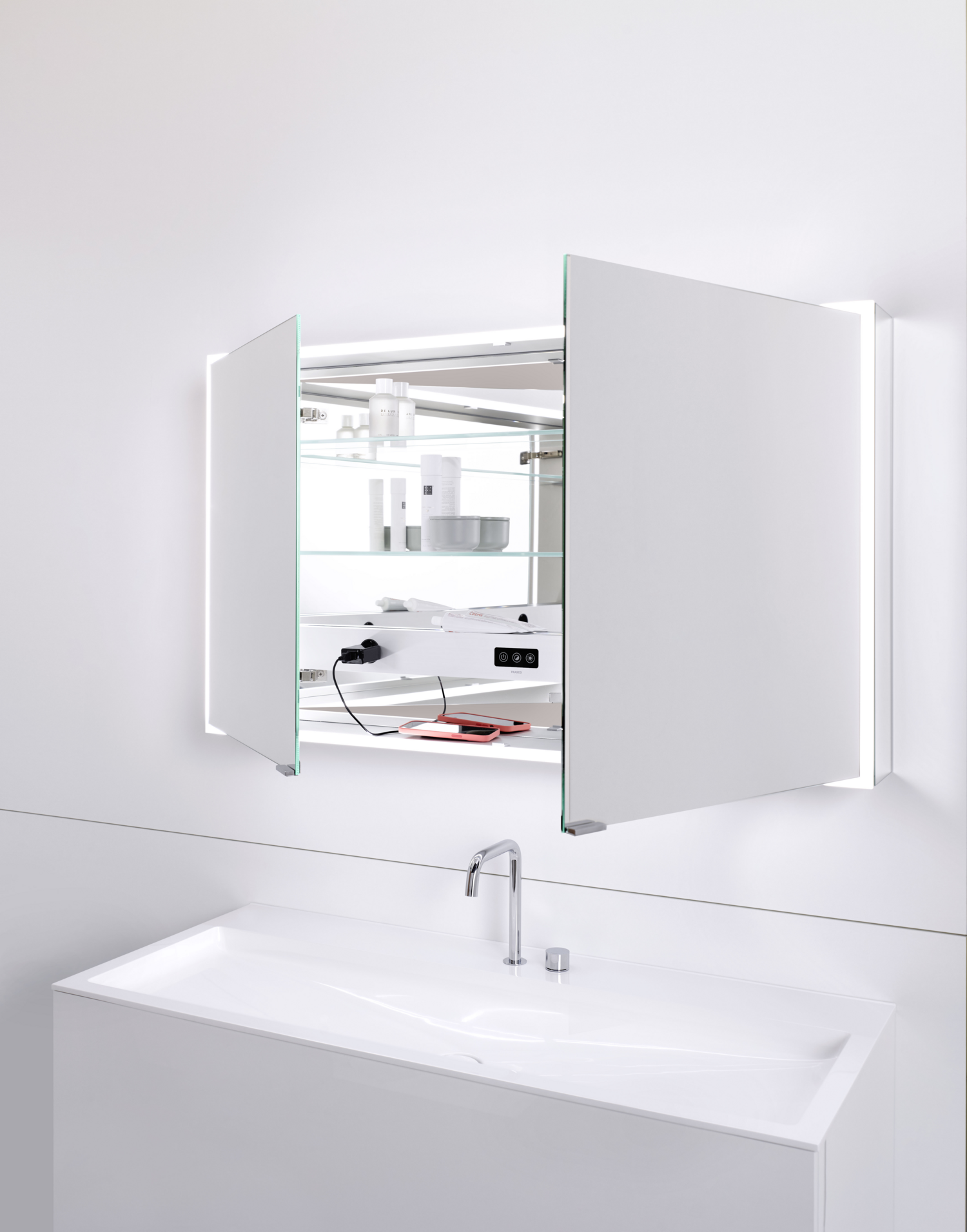 frasco-centric-led-spiegelschrank-130-cm-aluminium-aufputz image 5