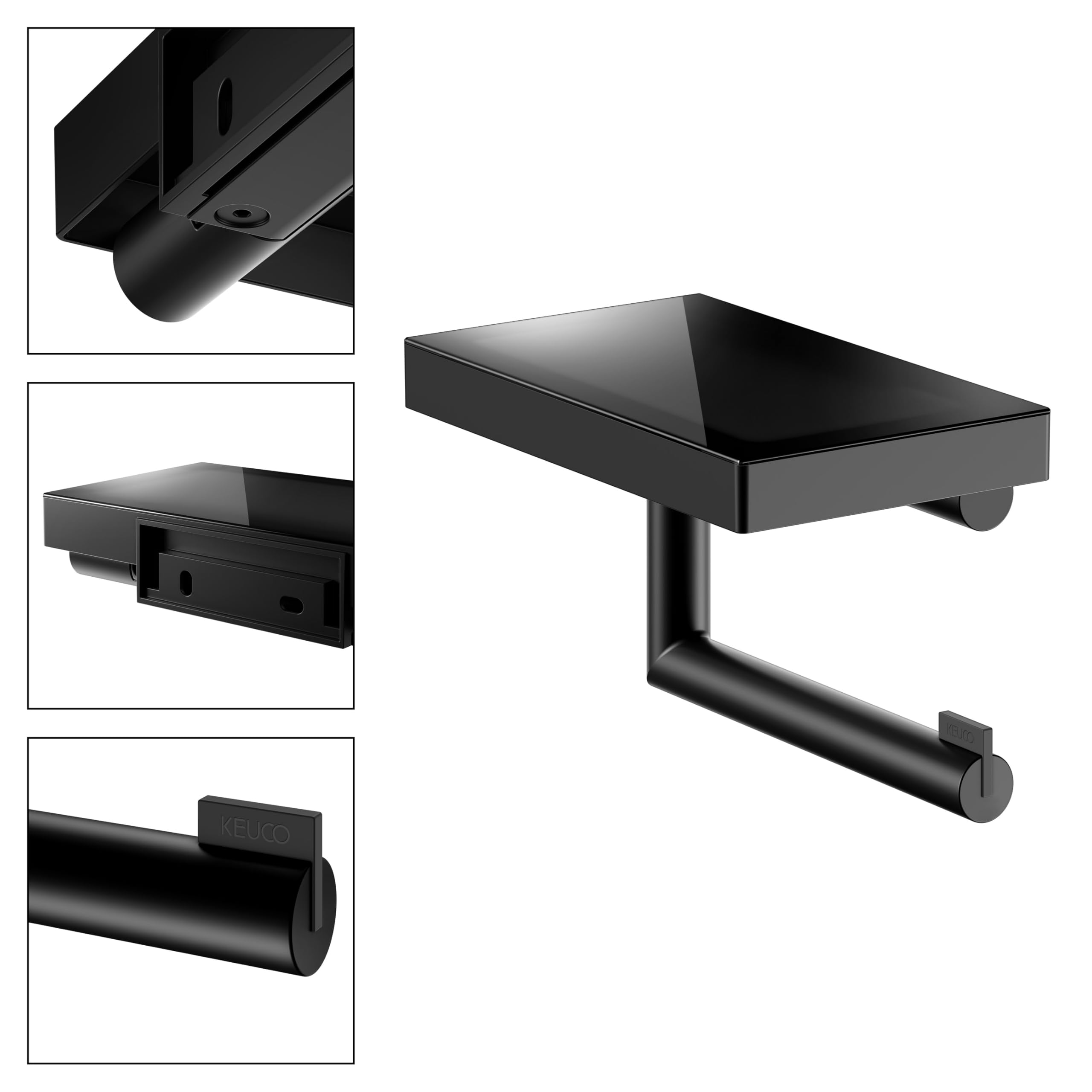 keuco-reva-toilettenpapierhalter-schwarz-ablage-glas-offen image 2