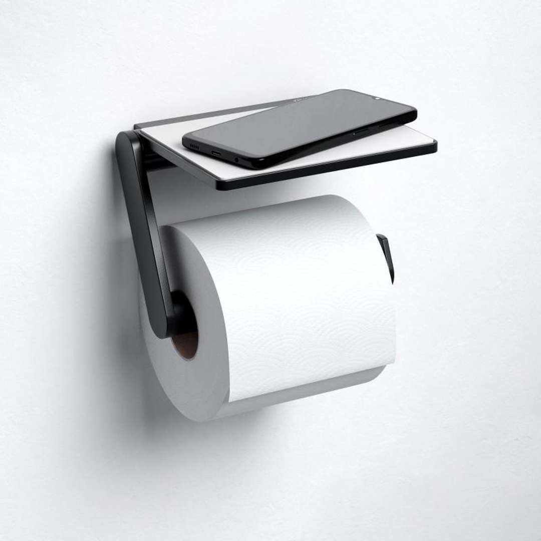 keuco-plan-toilettenpapierhalter-schwarz-matt-mit-ablage image 6