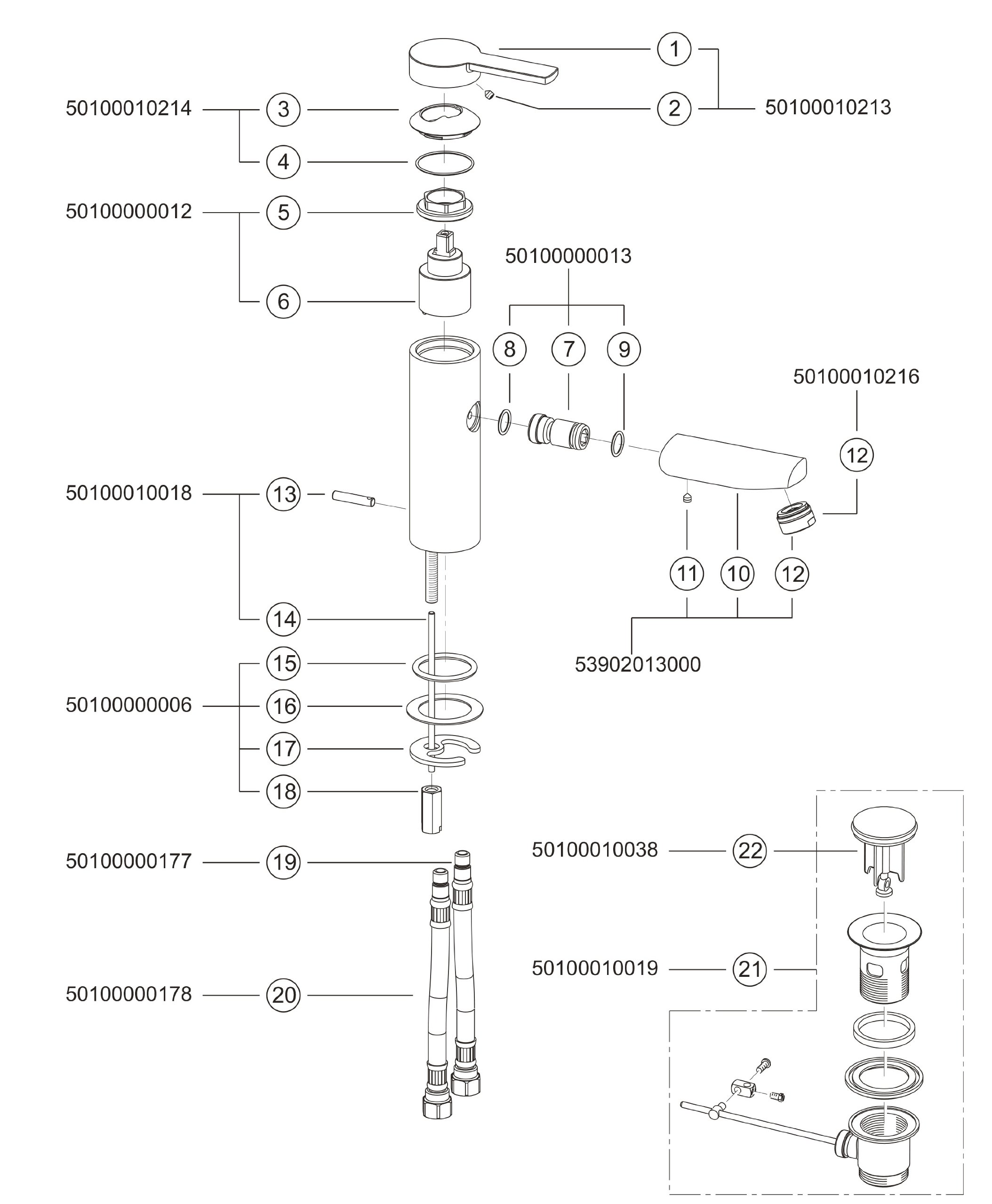 keuco-plan-blue-waschtischarmatur-chrom-ablaufgarnitur image 3