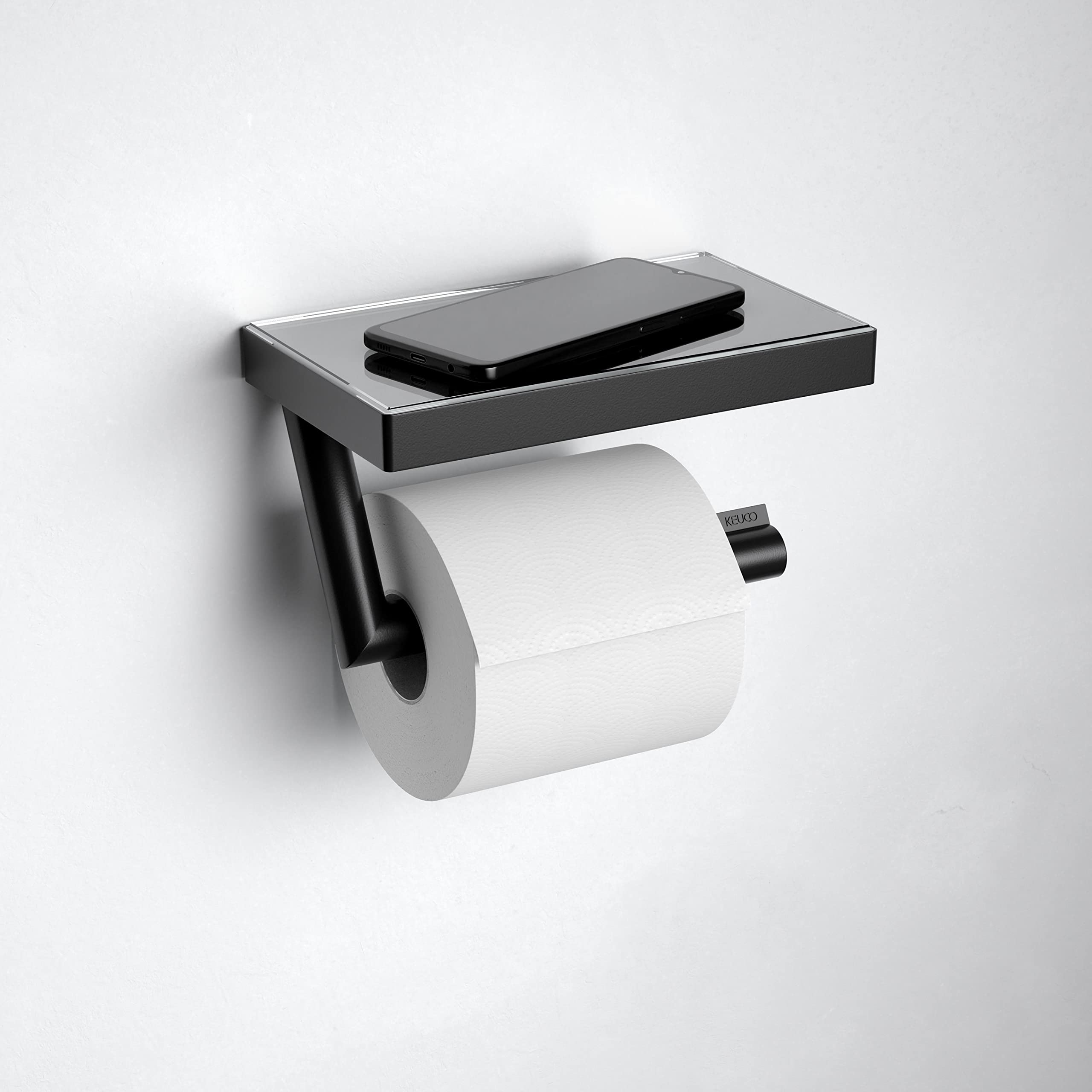 keuco-reva-toilettenpapierhalter-schwarz-ablage-glas-offen image 7