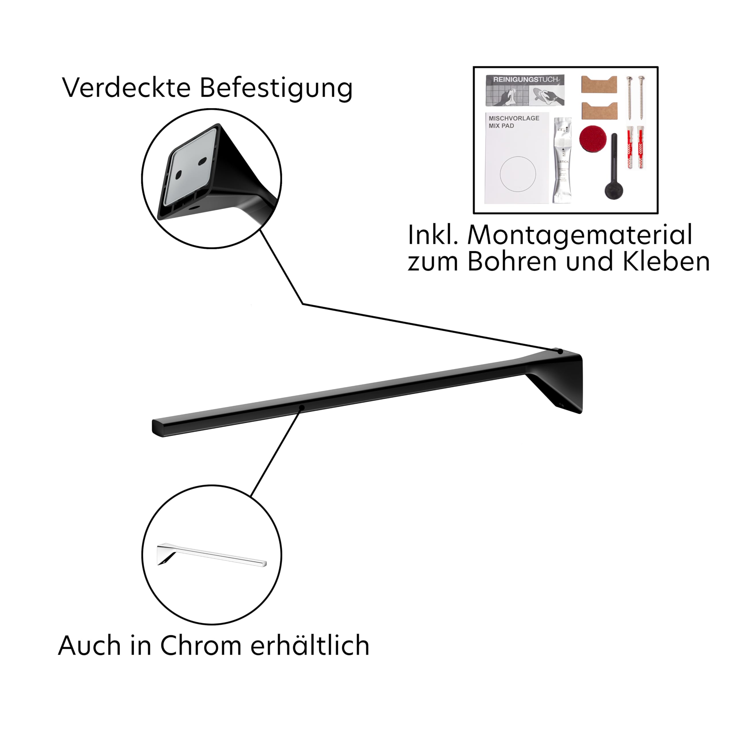 keuco-reva-handtuchhalter-45-cm-schwarz-matt-einarmig-starr image 5