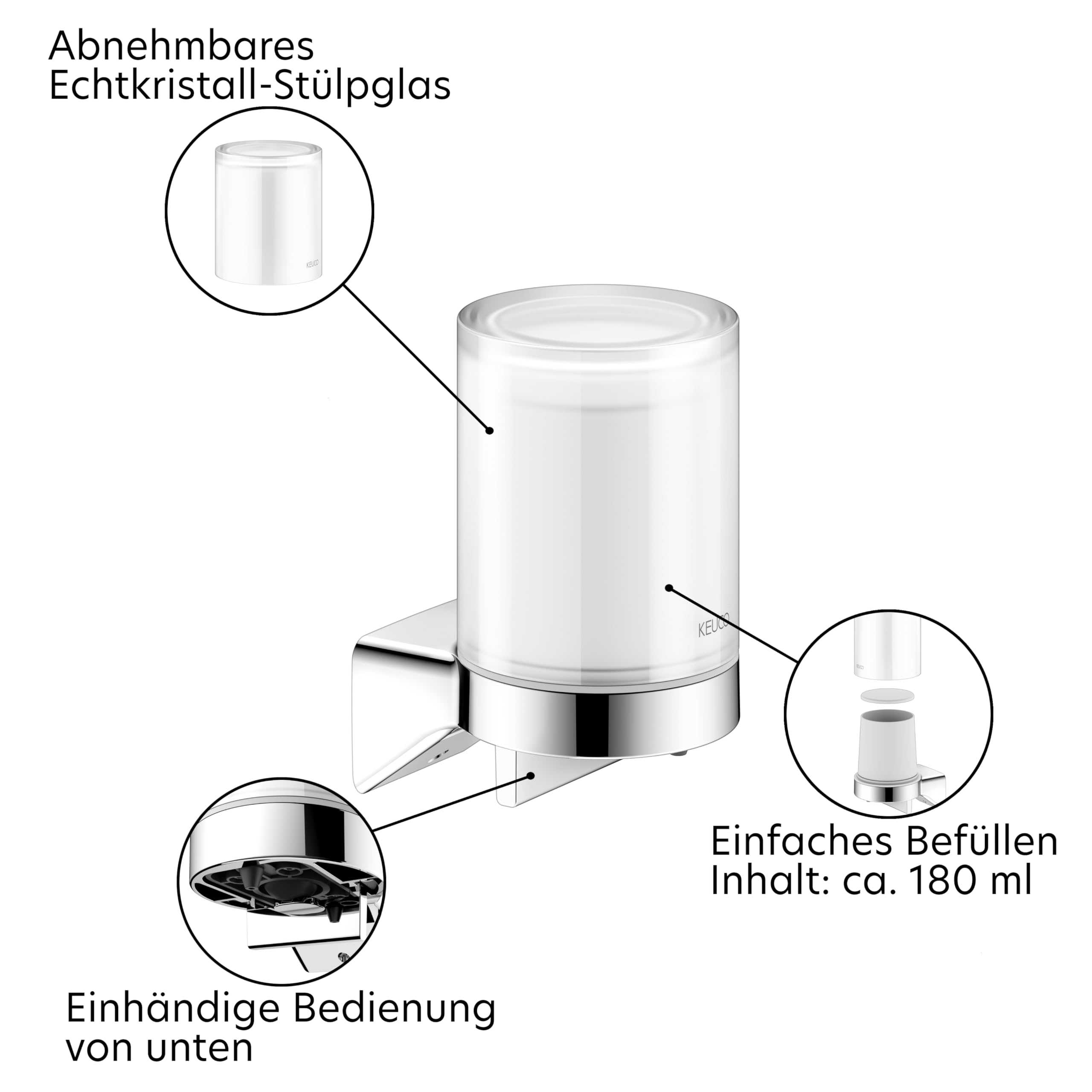keuco-reva-seifenspender-180-ml-chrom-ohne-bohren image 6