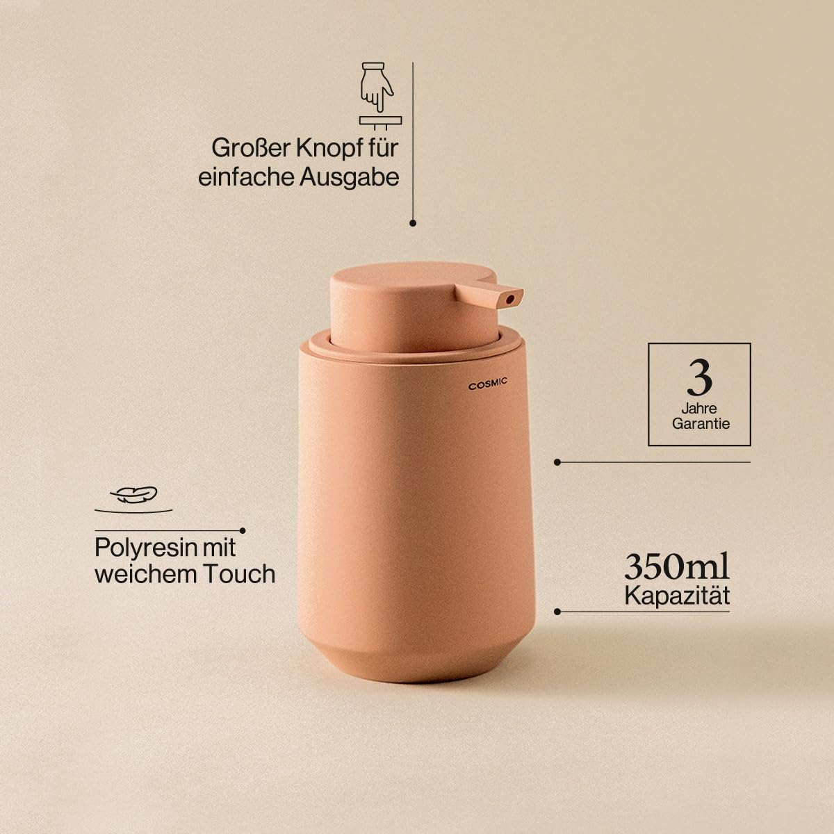 cosmic-saona-seifenspender-350-ml-olive-stand-harz image 2
