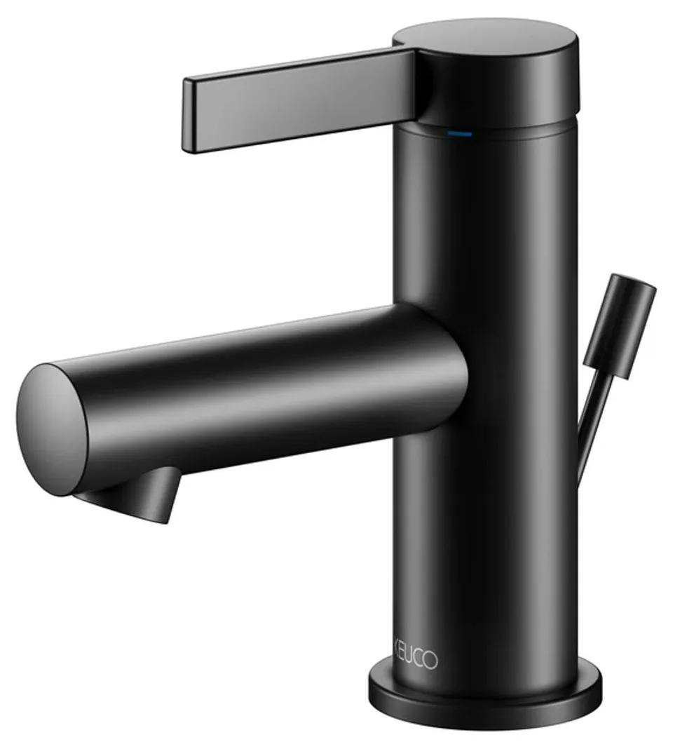 keuco-ixmo-pure-60-waschtischarmatur-schwarz-matt-mit-ablauf image 1