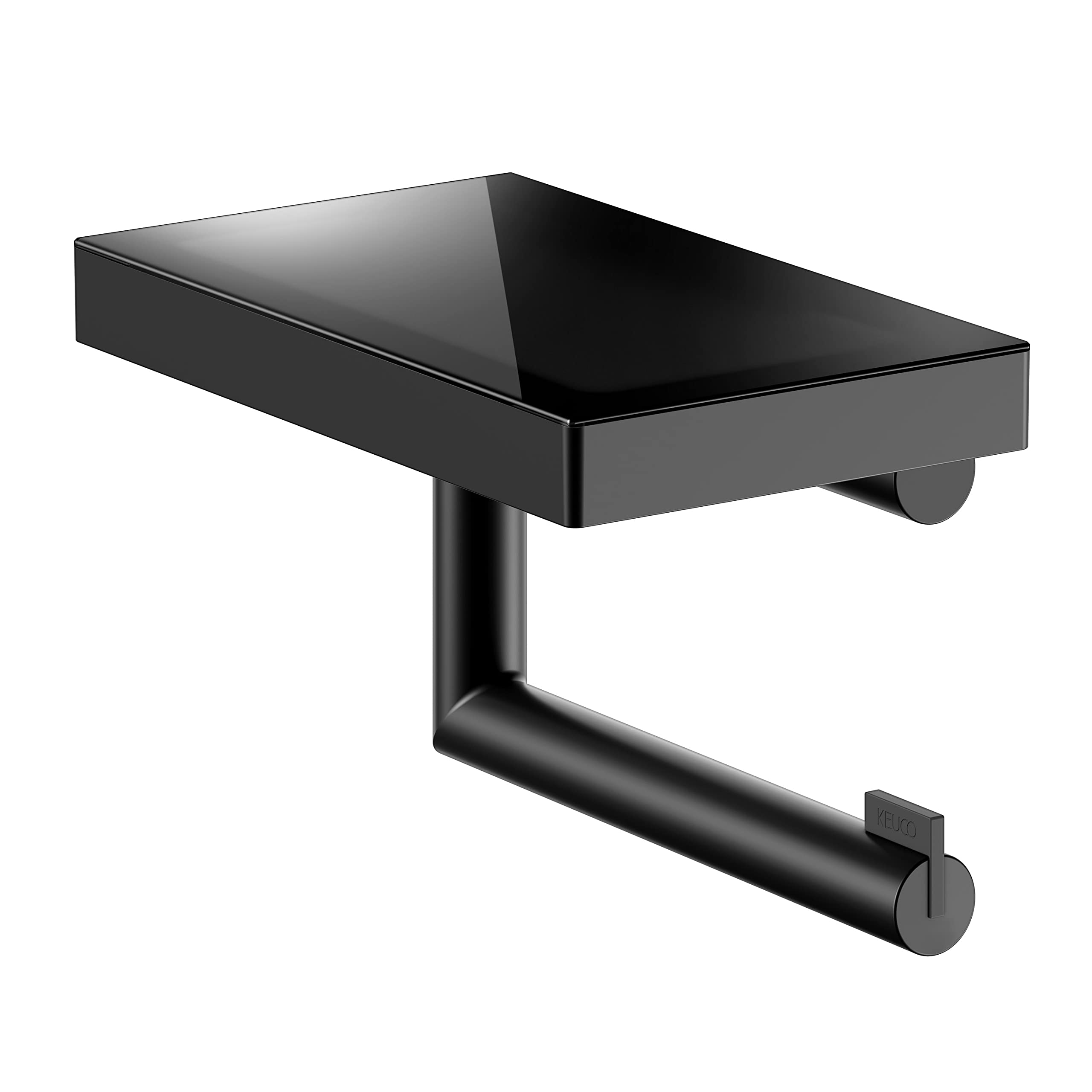 keuco-reva-toilettenpapierhalter-schwarz-ablage-glas-offen image 1